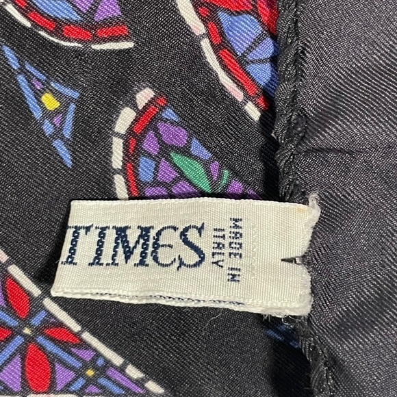 Silk Stained Glass Window Print Scarf Square Rose Window Art Deco Style - Picture 12 of 14